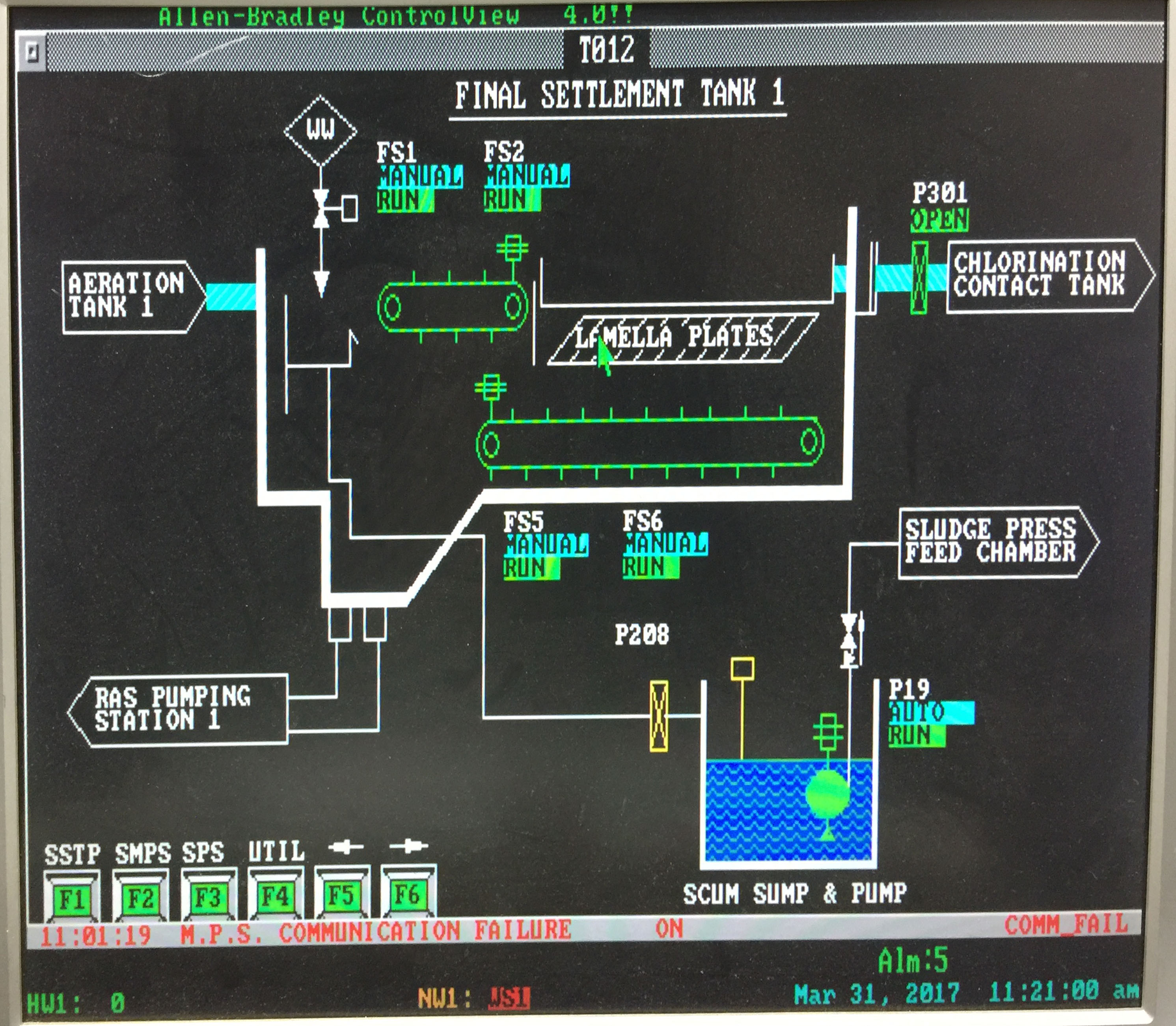 Part of Final Settlement Tank System screenshot from ControlView Before Works in DSD Stanley STW (Typical)